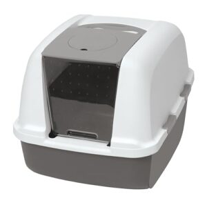 catit 50695 Jumbo Hooded Cat Pan Kattlåda med Kolfilter, 57 x 46 x 43 cm, Grå