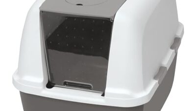 catit 50695 Jumbo Hooded Cat Pan Kattlåda med Kolfilter, 57 x 46 x 43 cm, Grå