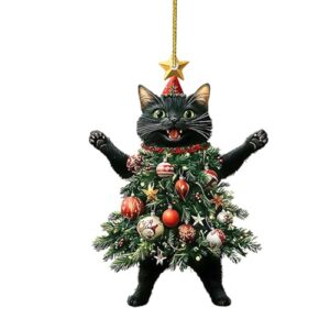 Katt julprydnad, backbild jul katt berlock prydnad, bil bakifrån hänge dekoration, bil och väska katt tillbehör julgransprydnader
