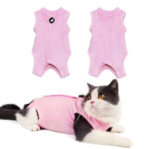 Lilbitty Katter rekreationsoverall för magsår eller hudsjukdomar, ventilerande kattoperationer rekreationsdräkt, kirurgisk dräkt, sår läcker inte, S, rosa