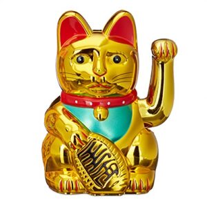 Ralaxdays 10020579 viftande katt lycka, plast, 8 x 10 x 16 cm, guld