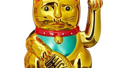 Ralaxdays 10020579 viftande katt lycka, plast, 8 x 10 x 16 cm, guld